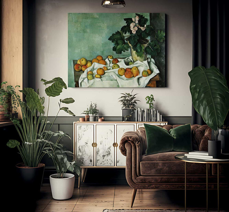Still Life With Apples And A Pot Of Primroses By Paul Cezanne Fine Art Print 2