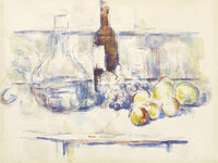 Still Life With Carafe, Bottle, And Fruit (Nature Morte Pommes Et Poires Dans Un Panier Rond) By Paul Cezanne Fine Art Print 2