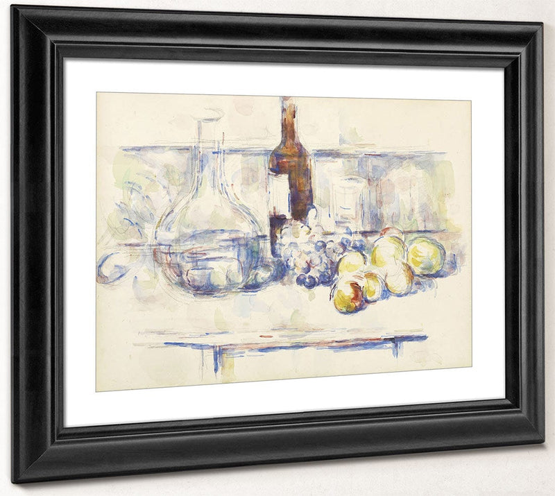 Still Life With Carafe, Bottle, And Fruit (Nature Morte Pommes Et Poires Dans Un Panier Rond) By Paul Cezanne Fine Art Print 2