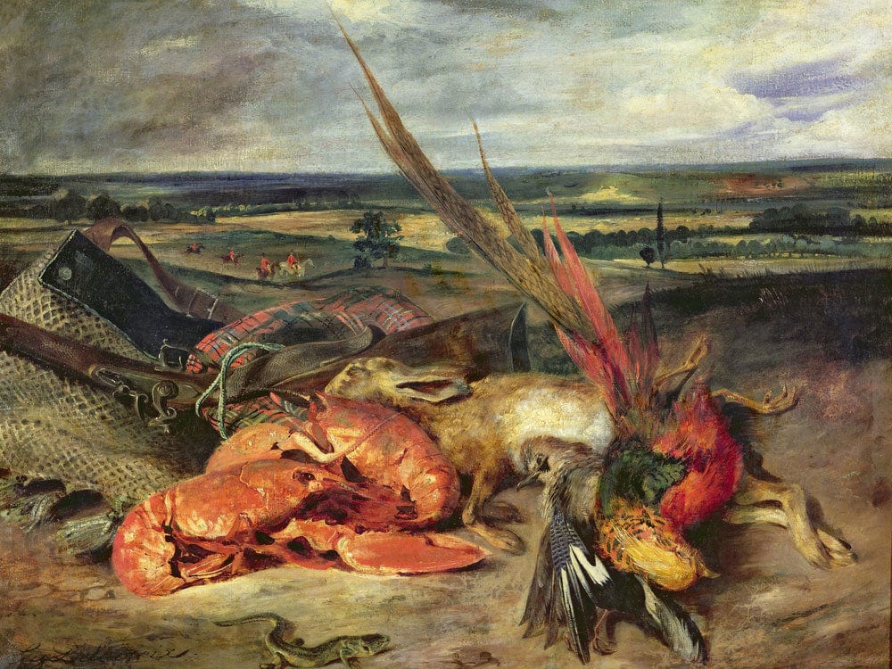 Still Life With Lobsters By Ferdinand Victor Eugene Delacroix Fine Art Print 2