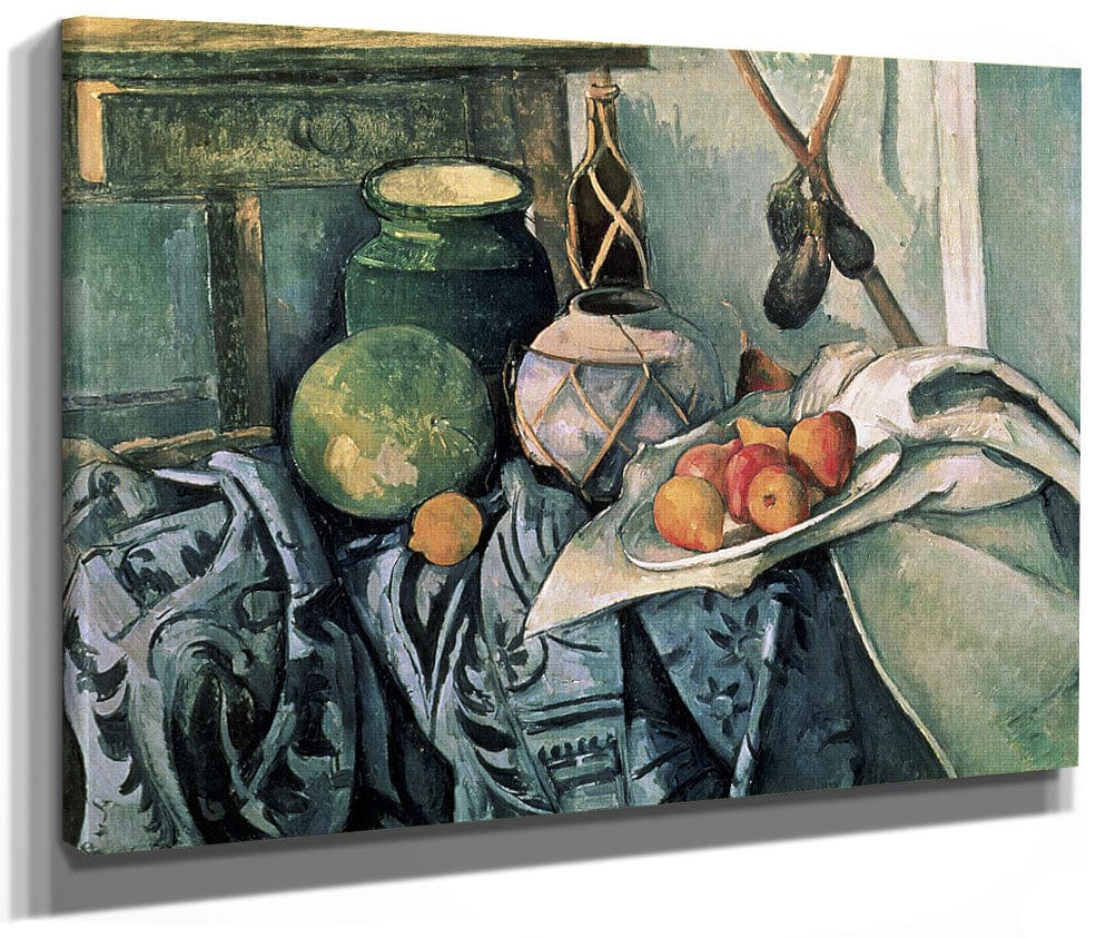 Still Life With Pitcher And Aubergines By Paul Cezanne Fine Art Print 2