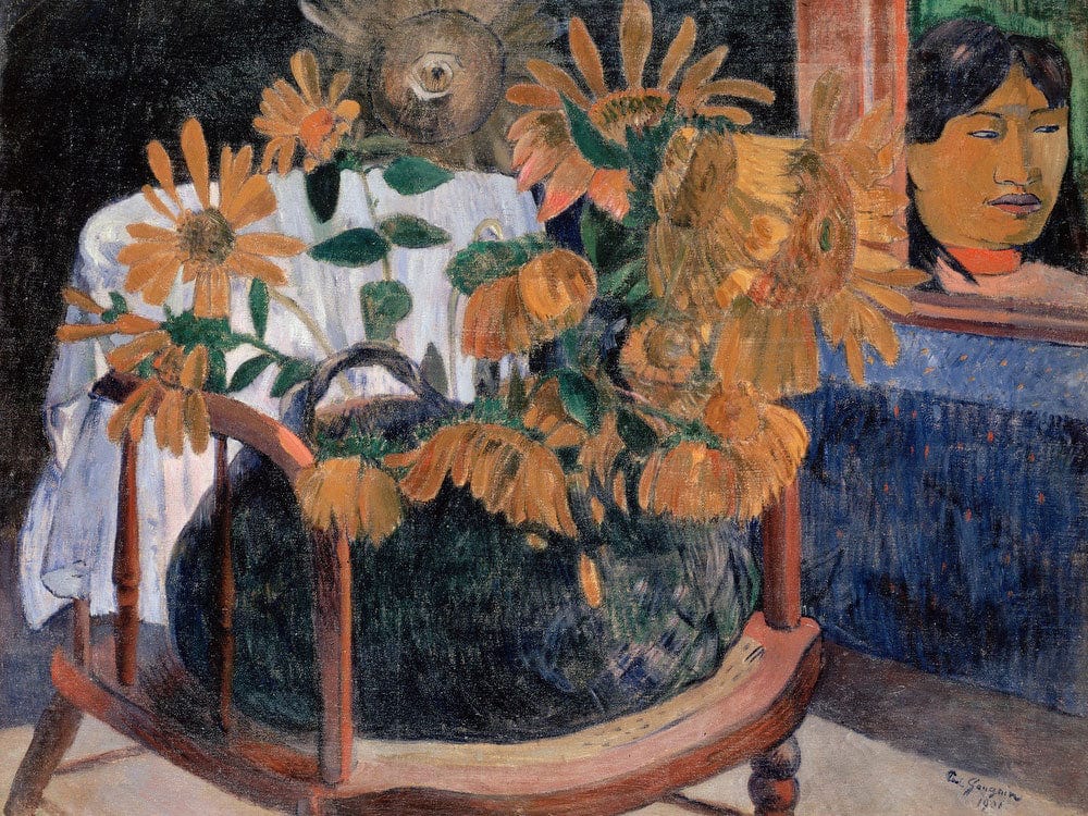Still Life With Sunflowers On An Armchair By Paul Gauguin Fine Art Print 2