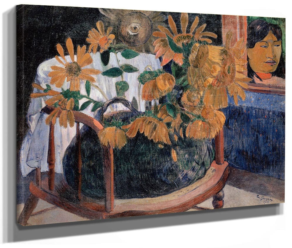 Still Life With Sunflowers On An Armchair By Paul Gauguin Fine Art Print 2