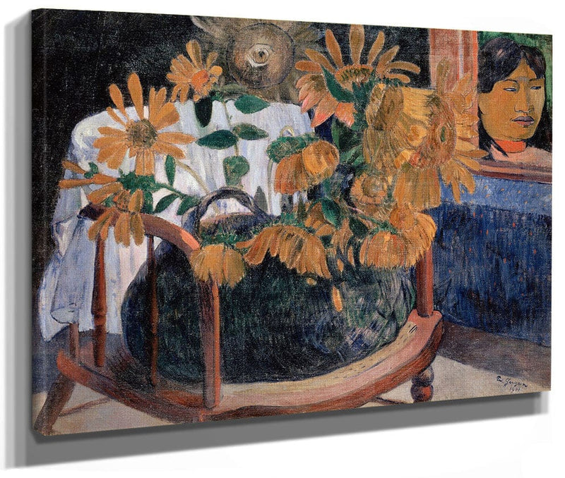 Still Life With Sunflowers On An Armchair By Paul Gauguin Fine Art Print 2