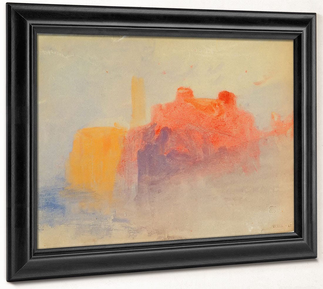 Study Of Buildings Above A Lake Or River C By Jwm Turner Fine Art Print 2