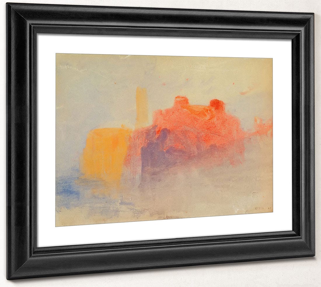 Study Of Buildings Above A Lake Or River C By Jwm Turner Fine Art Print 2