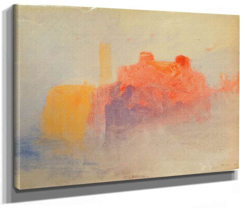 Study Of Buildings Above A Lake Or River C By Jwm Turner Fine Art Print 2