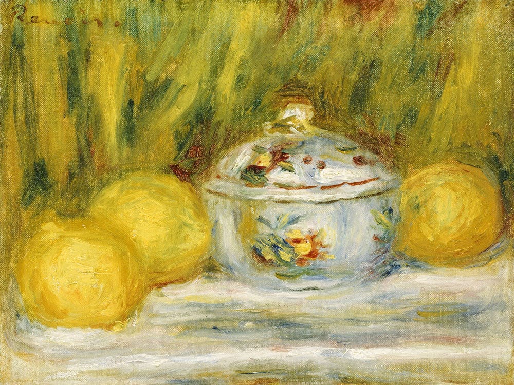 Sugar Bowl And Lemons By Pierre Auguste Renoir Fine Art Print 2