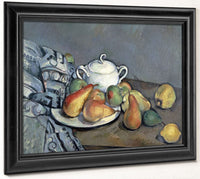 Sugar Bowl, Pears And Curtain By Paul Cezanne Fine Art Print 2