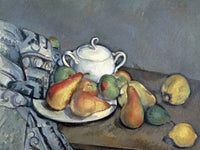 Sugar Bowl, Pears And Curtain By Paul Cezanne Fine Art Print 2
