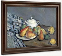 Sugar Bowl, Pears And Curtain By Paul Cezanne Fine Art Print 2