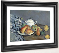 Sugar Bowl, Pears And Curtain By Paul Cezanne Fine Art Print 2