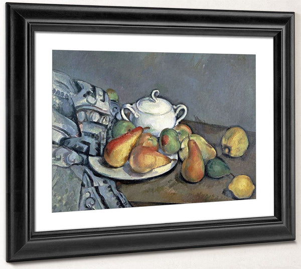 Sugar Bowl, Pears And Curtain By Paul Cezanne Fine Art Print 2