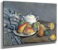 Sugar Bowl, Pears And Curtain By Paul Cezanne Fine Art Print 2