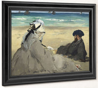 Sur La Plage Ete 1873   Mme Edouard Manet (1830 1906) Et Eugene Manet (1833 1892), Femme Et Frere De L'artiste A Berck Sur Mer By Edouard Manet Fine Art Print 2