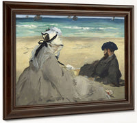 Sur La Plage Ete 1873   Mme Edouard Manet (1830 1906) Et Eugene Manet (1833 1892), Femme Et Frere De L'artiste A Berck Sur Mer By Edouard Manet Fine Art Print 2