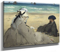 Sur La Plage Ete 1873   Mme Edouard Manet (1830 1906) Et Eugene Manet (1833 1892), Femme Et Frere De L'artiste A Berck Sur Mer By Edouard Manet Fine Art Print 2