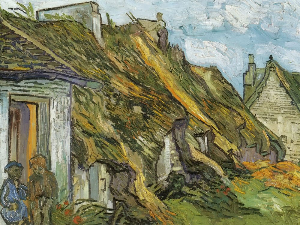Thatched Sandstone Cottages In Chaponval By Vincent Van Gogh Fine Art Print 2
