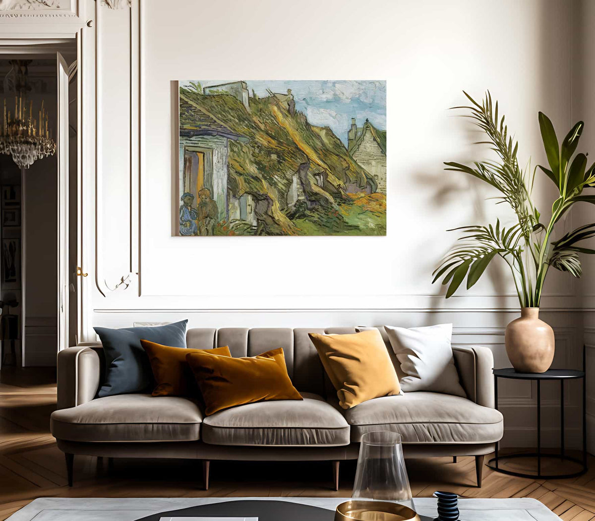 Thatched Sandstone Cottages In Chaponval By Vincent Van Gogh Fine Art Print 2