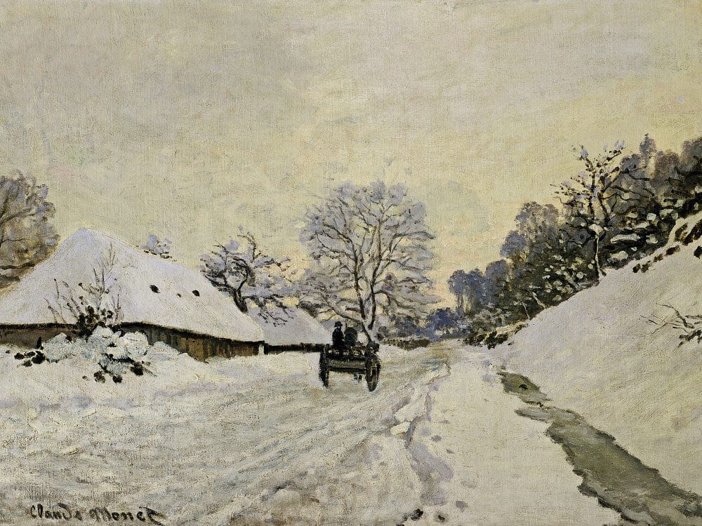 The Cart, Or Road Under Snow At Honfleur By Claude Monet Fine Art Print 2