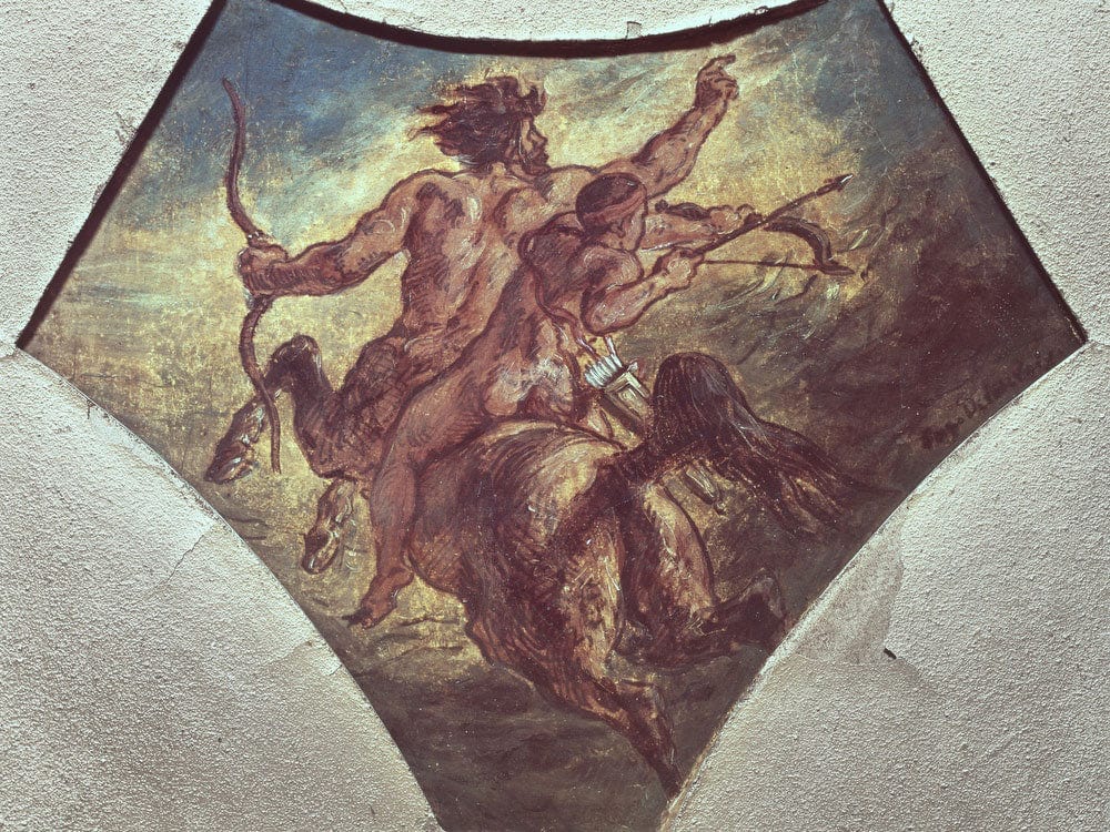 The Education Of Achilles (Replica Of The First Sketch Made For One Of The Four Pendentives In The Coupole De La Poesie In The Chamber Of Deputies By Ferdinand Victor Eugene Delacroix Fine Art Print 2