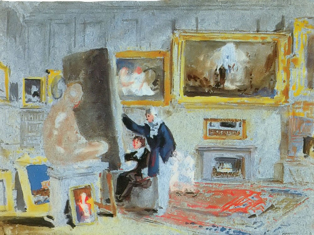 The Old Library With Two Men Discussing A Picture By Jwm Turner Fine Art Print 2