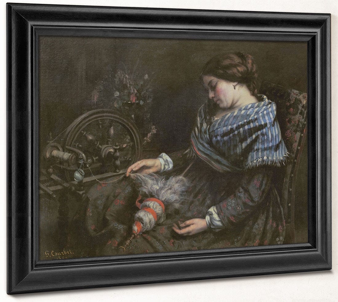 The Sleeping Embroiderer By Jean Desire Gustave Courbet Fine Art Print 2
