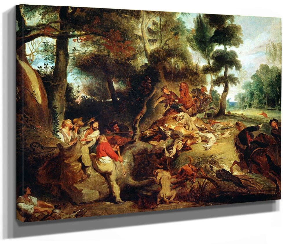 The Wild Boar Hunt, After A Painting By Rubens By Ferdinand Victor Eugene Delacroix Fine Art Print 2