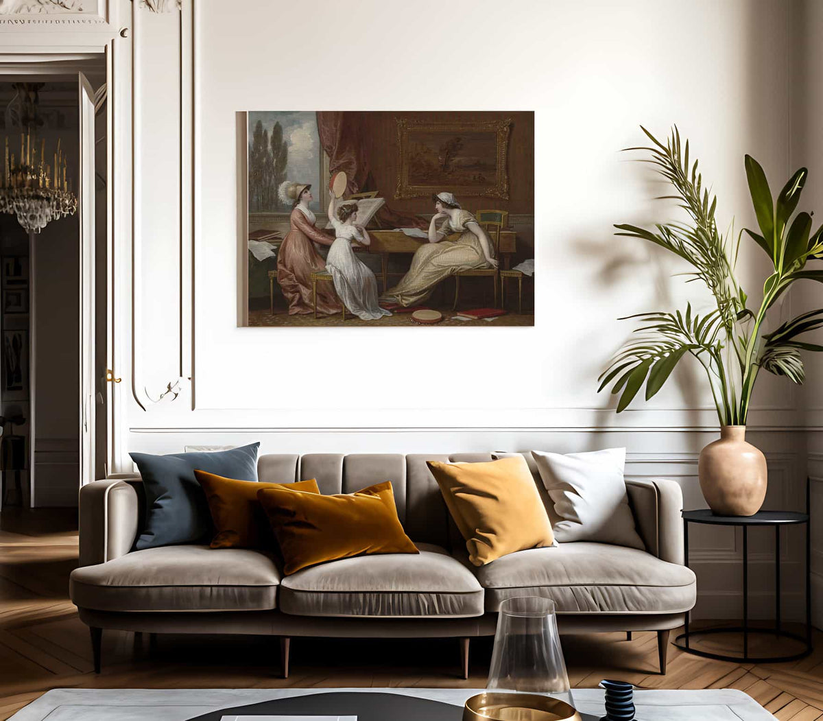 Three Ladies Making Music By Benjamin West Fine Art Print 2