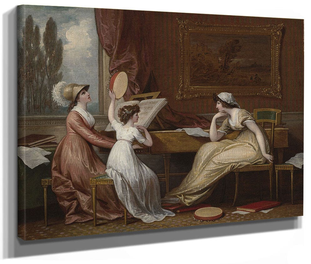 Three Ladies Making Music By Benjamin West Fine Art Print 2