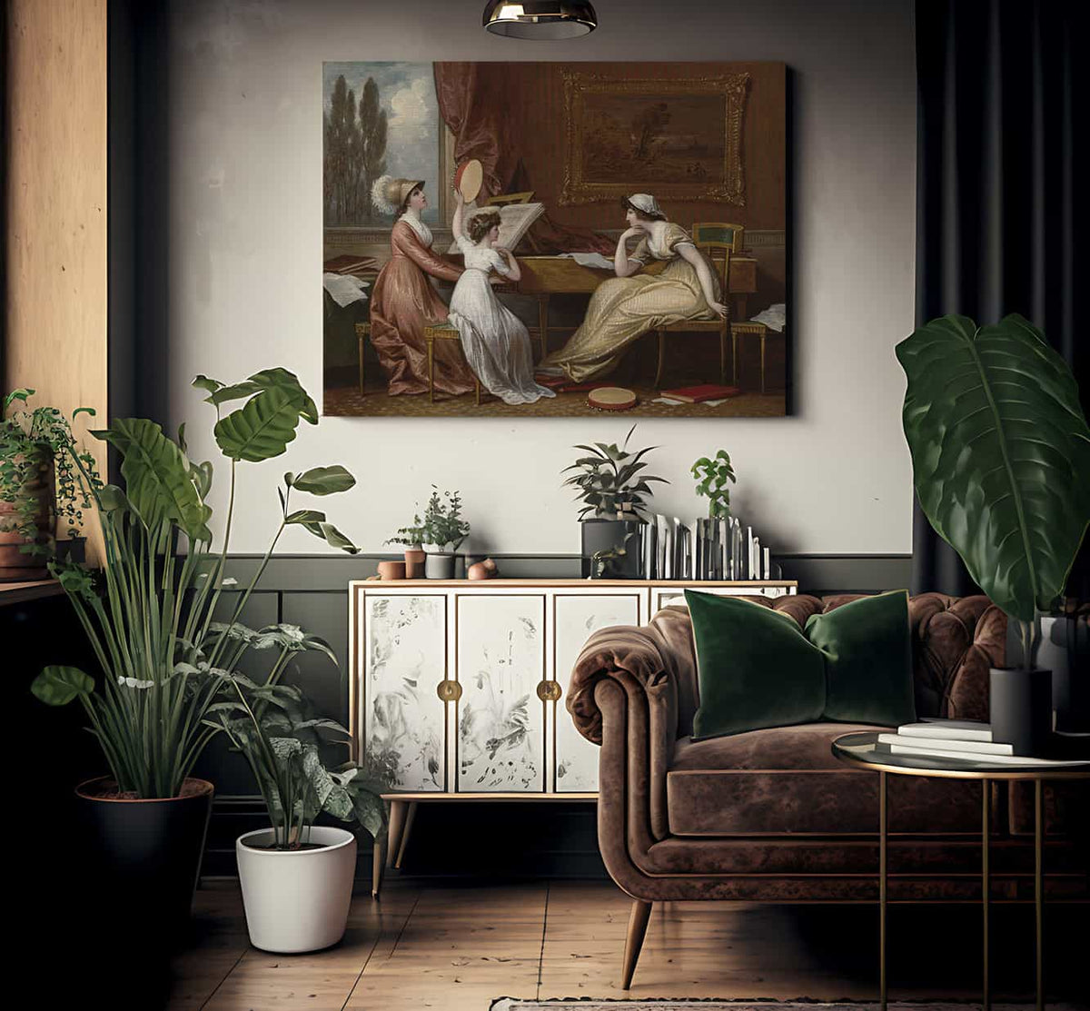 Three Ladies Making Music By Benjamin West Fine Art Print 2