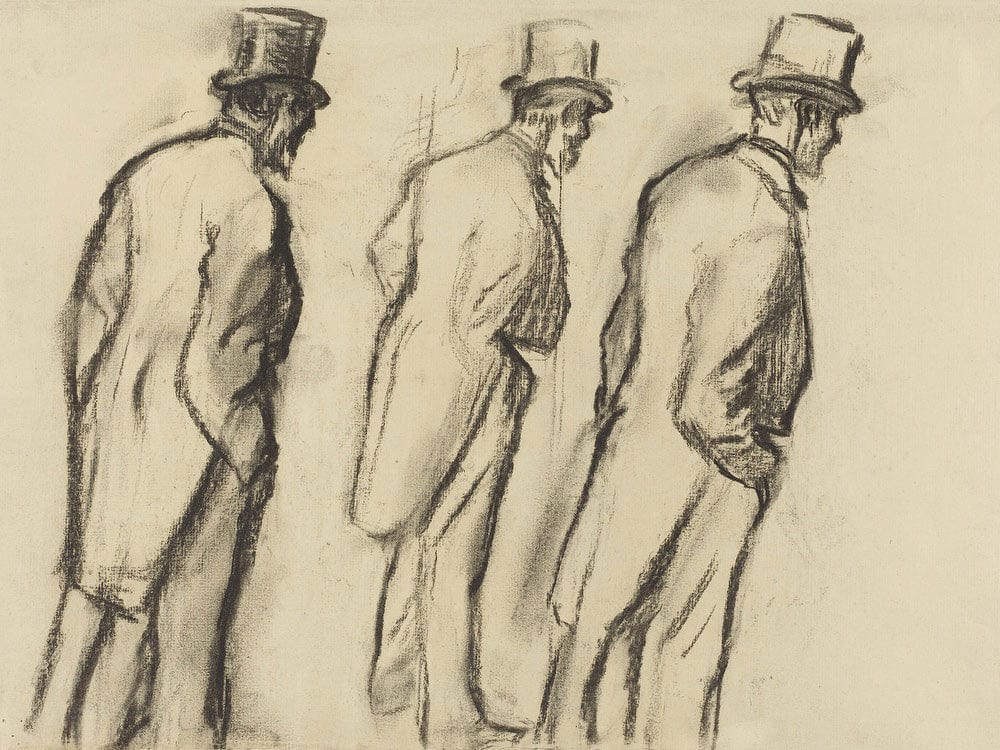 Three Studies Of Ludovic Halevy Standing By Edgar Degas Fine Art Print 2