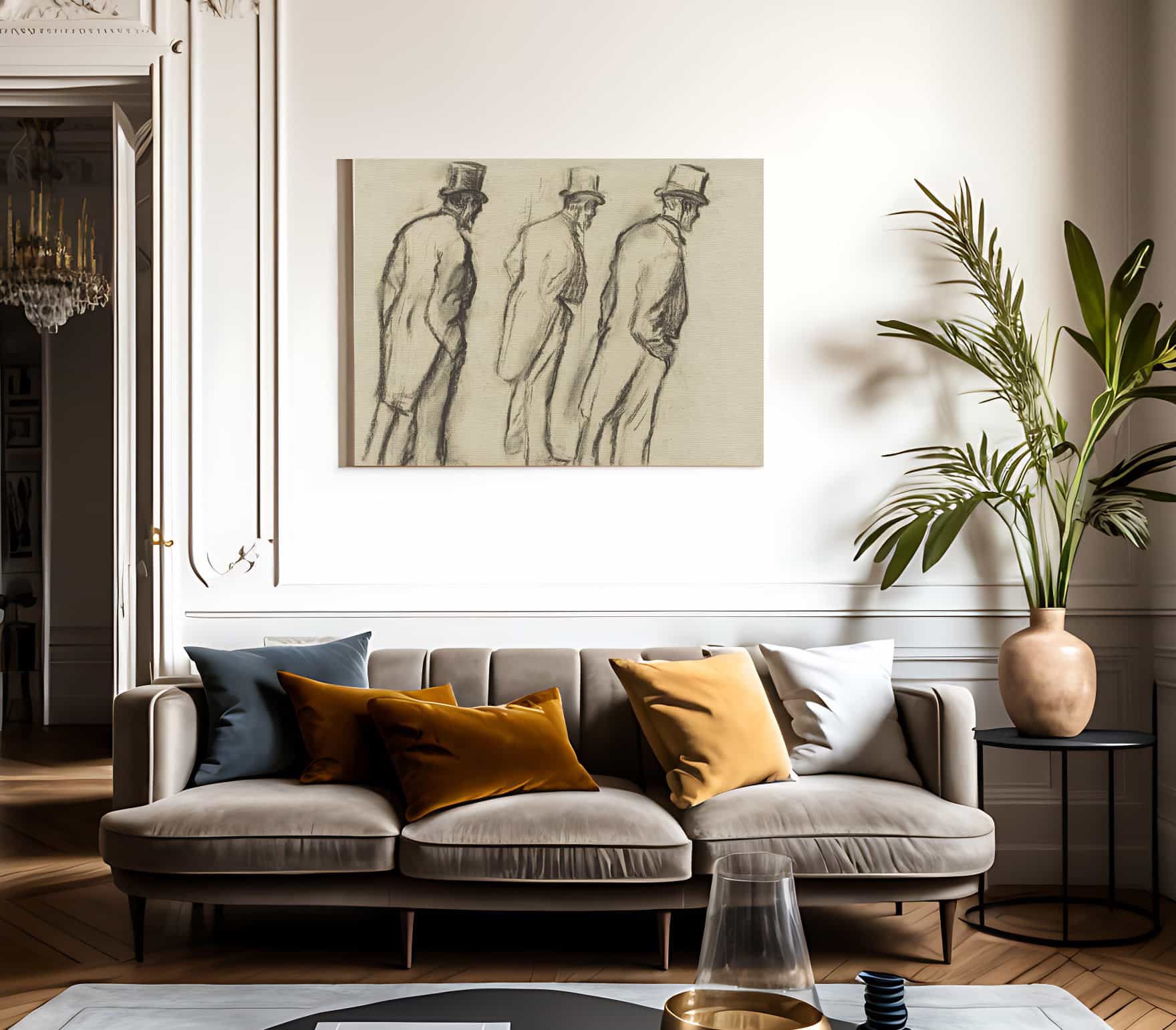 Three Studies Of Ludovic Halevy Standing By Edgar Degas Fine Art Print 2