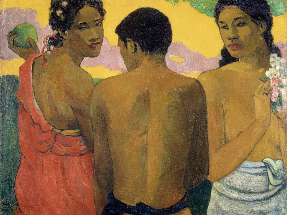 Three Tahitians By Paul Gauguin Fine Art Print 2