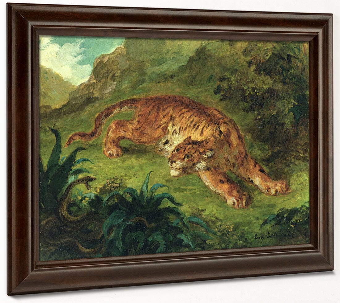 Tiger And Snake By Ferdinand Victor Eugene Delacroix Fine Art Print 2