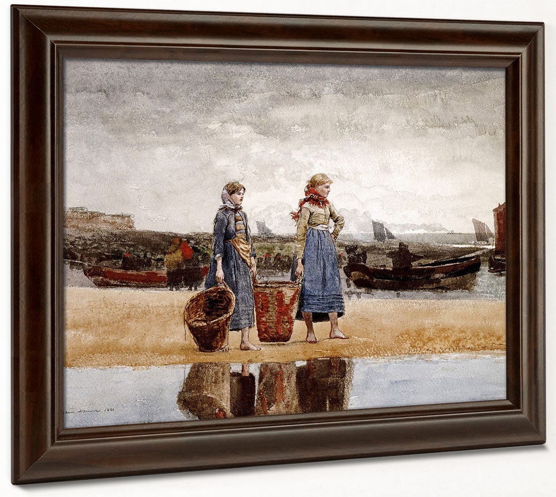 Two Girls On The Beach, Tynemouth By Winslow Homer Fine Art Print 2