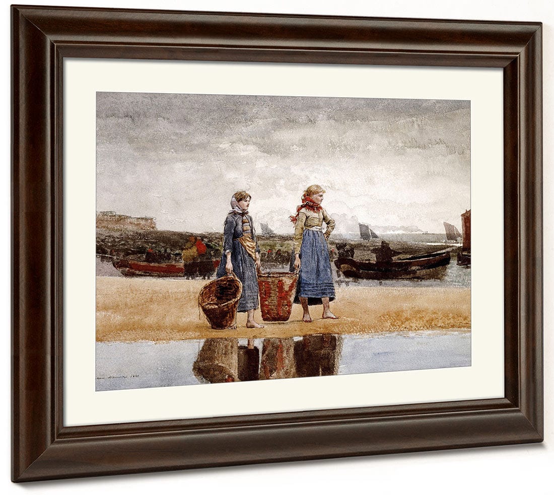 Two Girls On The Beach, Tynemouth By Winslow Homer Fine Art Print 2