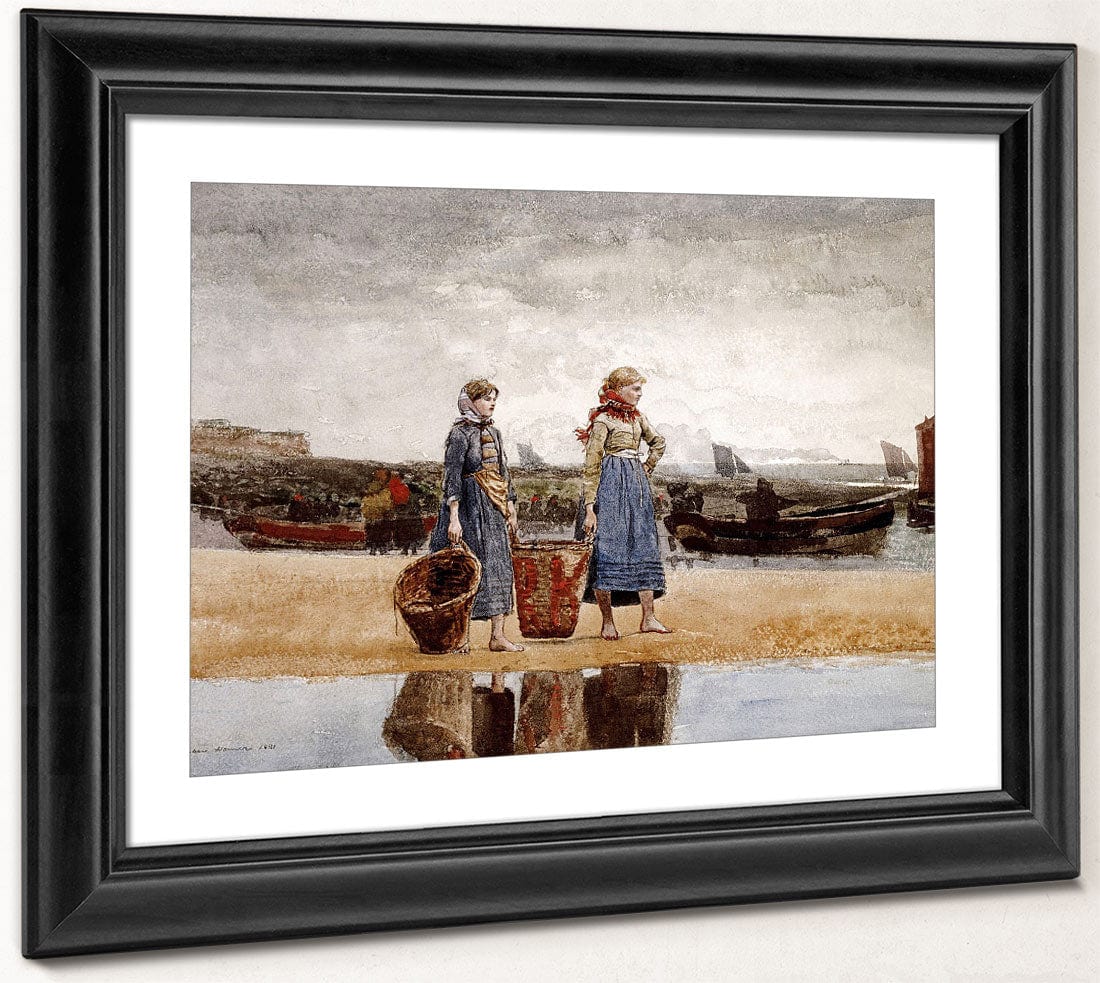 Two Girls On The Beach, Tynemouth By Winslow Homer Fine Art Print 2