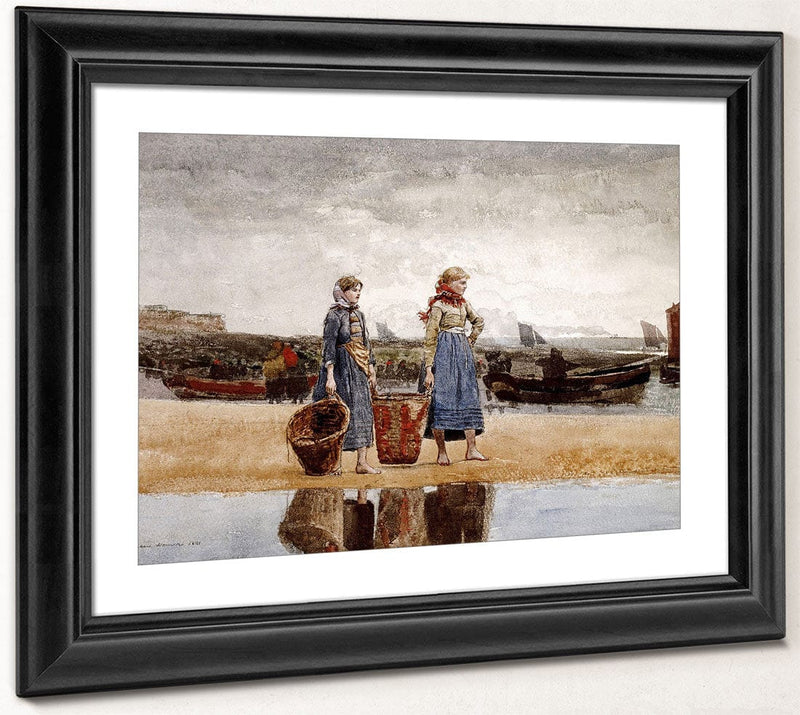 Two Girls On The Beach, Tynemouth By Winslow Homer Fine Art Print 2