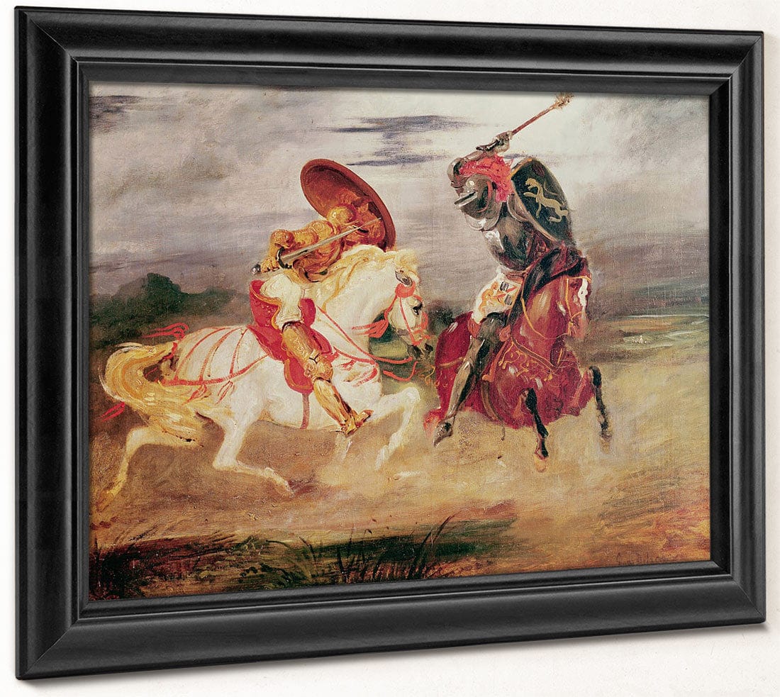 Two Knights Fighting In A Landscape By Ferdinand Victor Eugene Delacroix Fine Art Print 2