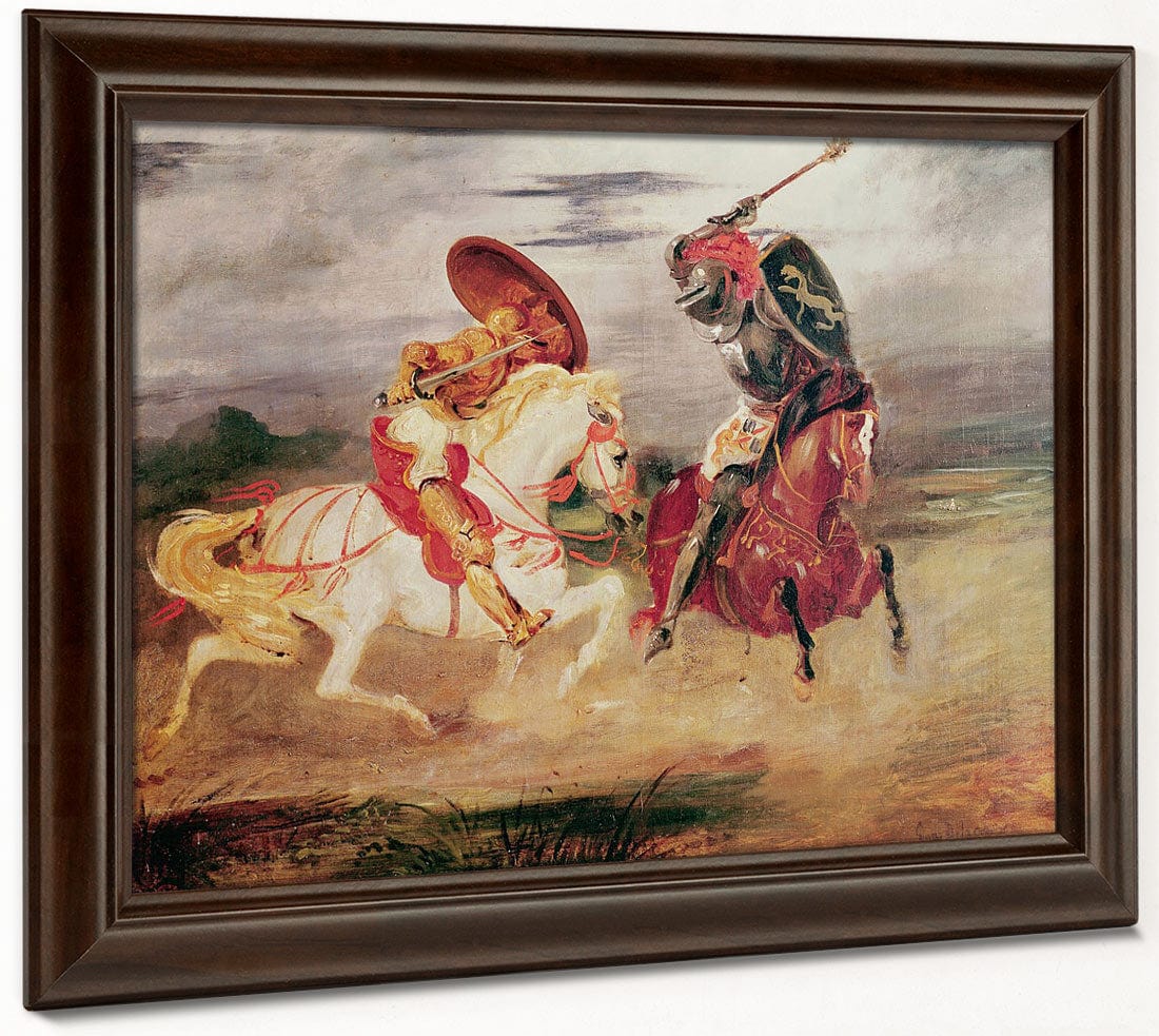 Two Knights Fighting In A Landscape By Ferdinand Victor Eugene Delacroix Fine Art Print 2