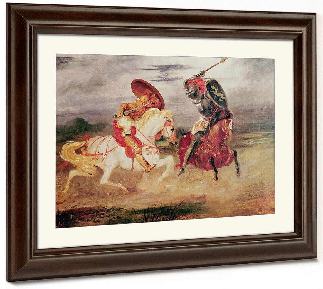 Two Knights Fighting In A Landscape By Ferdinand Victor Eugene Delacroix Fine Art Print 2