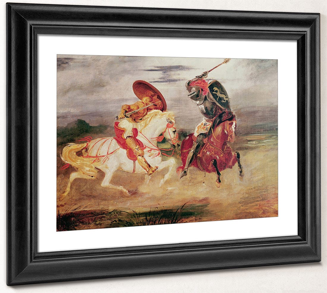 Two Knights Fighting In A Landscape By Ferdinand Victor Eugene Delacroix Fine Art Print 2