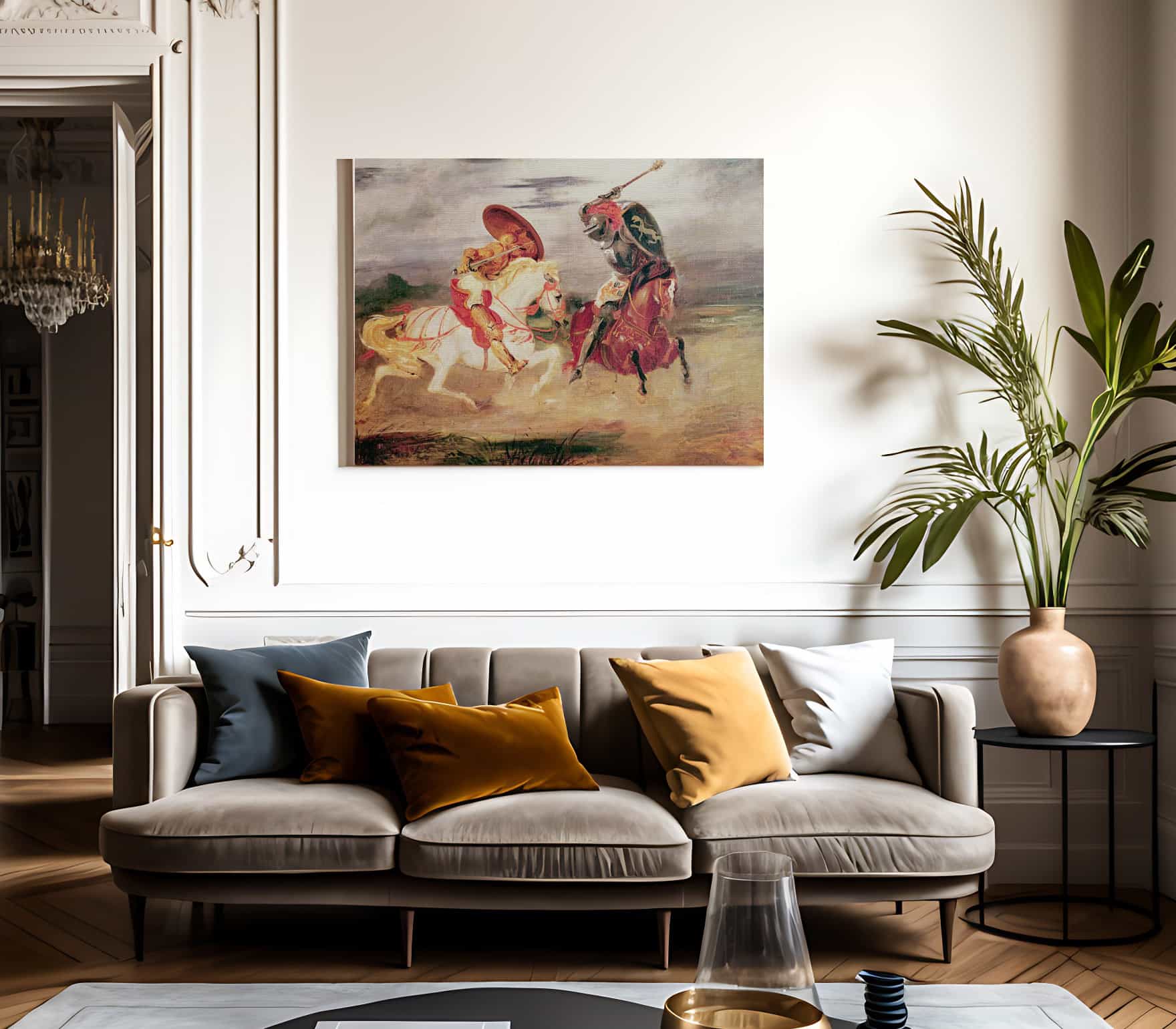 Two Knights Fighting In A Landscape By Ferdinand Victor Eugene Delacroix Fine Art Print 2