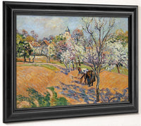 Two Peasants Sowing Haricots In An Orchard In Blossom By Armand Guillaumin Fine Art Print 2