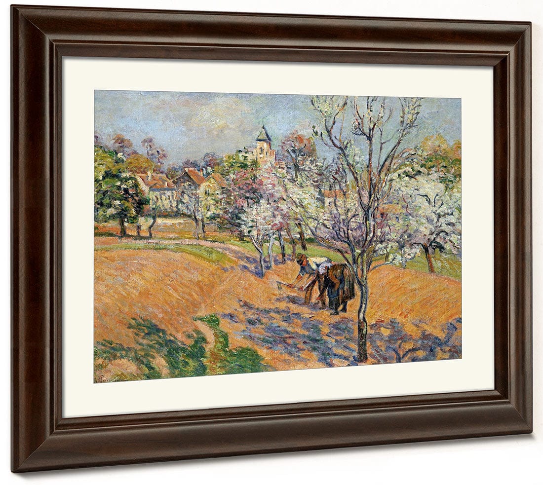 Two Peasants Sowing Haricots In An Orchard In Blossom By Armand Guillaumin Fine Art Print 2