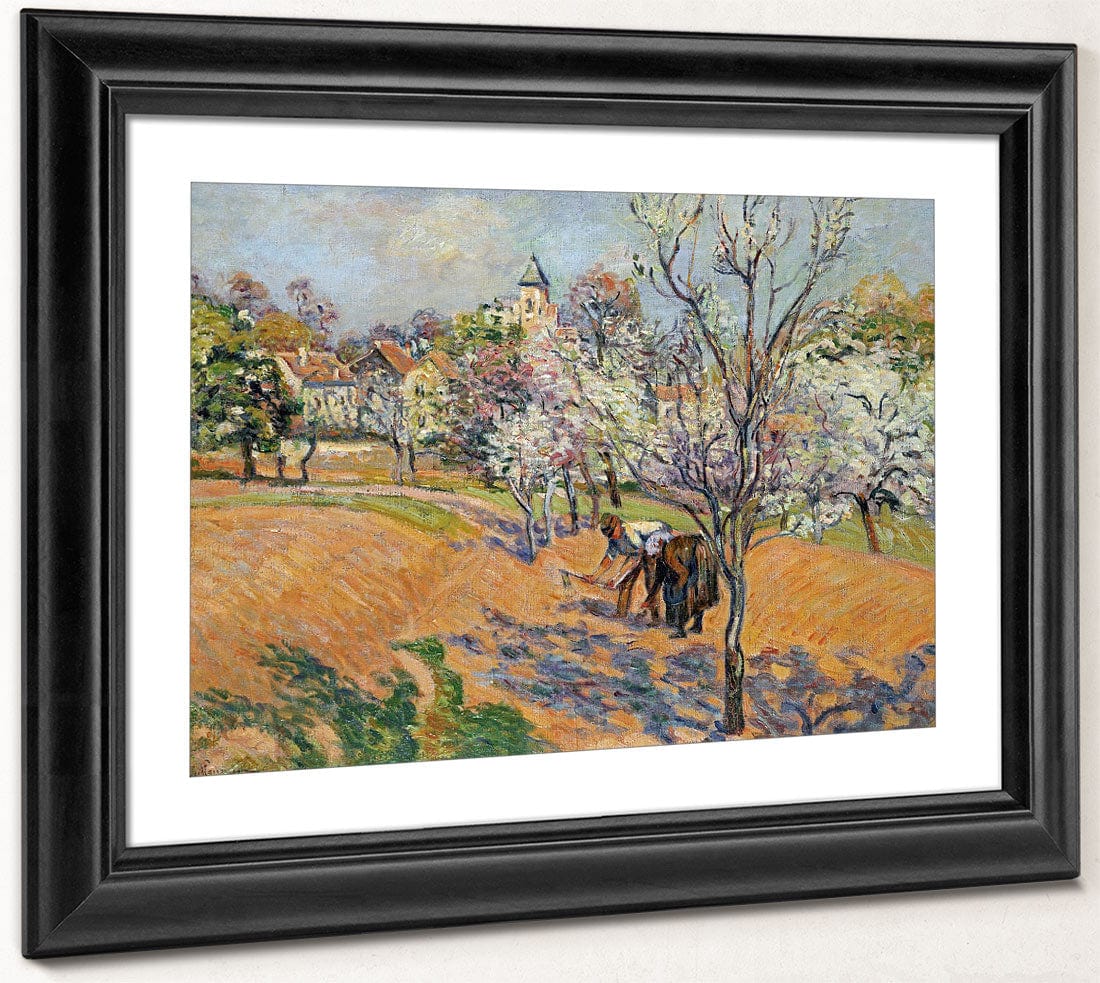 Two Peasants Sowing Haricots In An Orchard In Blossom By Armand Guillaumin Fine Art Print 2