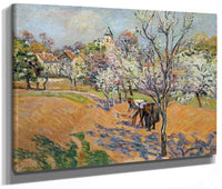 Two Peasants Sowing Haricots In An Orchard In Blossom By Armand Guillaumin Fine Art Print 2