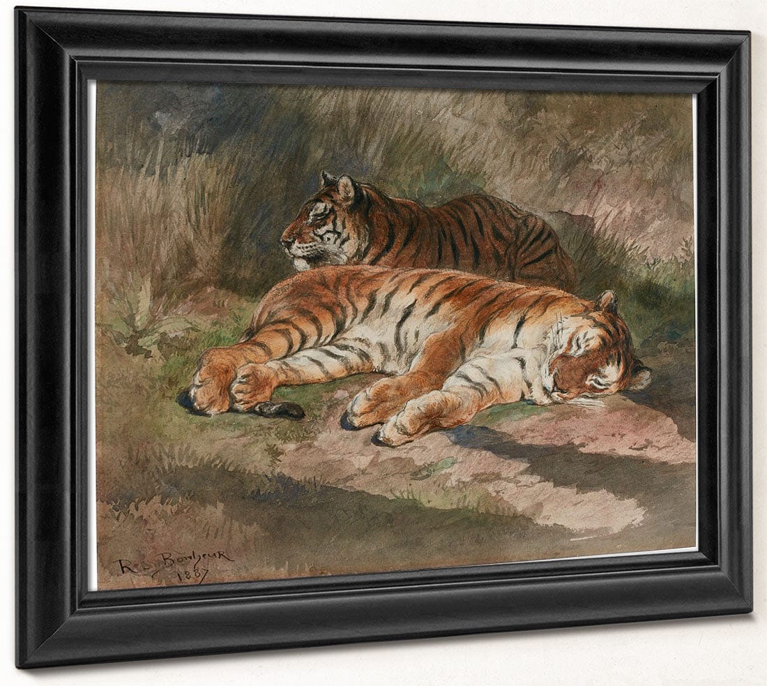 Two Recumbent Tigers By Rosa Bonheur Fine Art Print 2