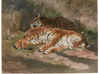Two Recumbent Tigers By Rosa Bonheur Fine Art Print 2